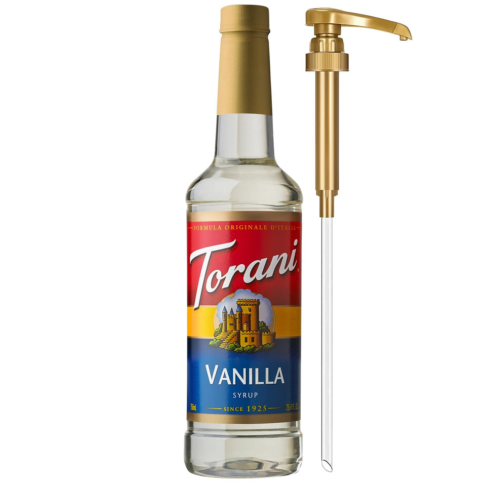 Torani Coffee Syrup, Vanilla Flavored Syrup for Drinks, CWmp Included, 25.4 Fl Oz