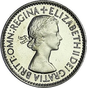 1954-1970 British Sixpence Coin Issued Under Queen Elizabeth II. "Six Pence In Her Shoe" Wedding Tradition Coin. Sixpence Graded By Seller Circulated/Worn Condition