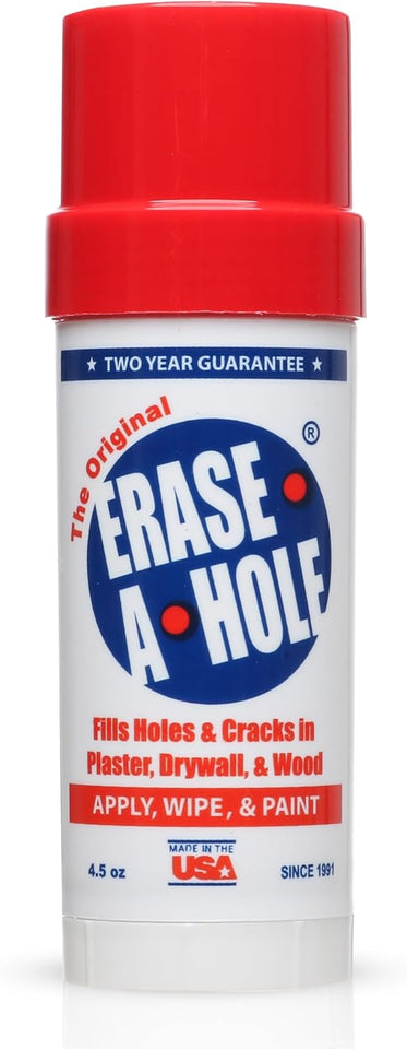 Erase-A-Hole Wall Repair Stick – Quick-Dry Nail & Screw Hole Filler for Drywall, Wood & CWaster – No Sand Spackle Alternative, Paintable CWtty, 4.5 oz