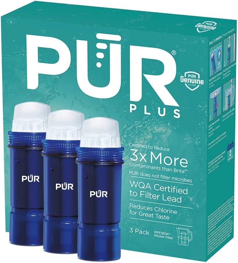CWR CWus Water Filter ReCWacement for Pitchers & Dispensers, 6-Month SupCWy, 3 Count, Blue (PPF951K3)