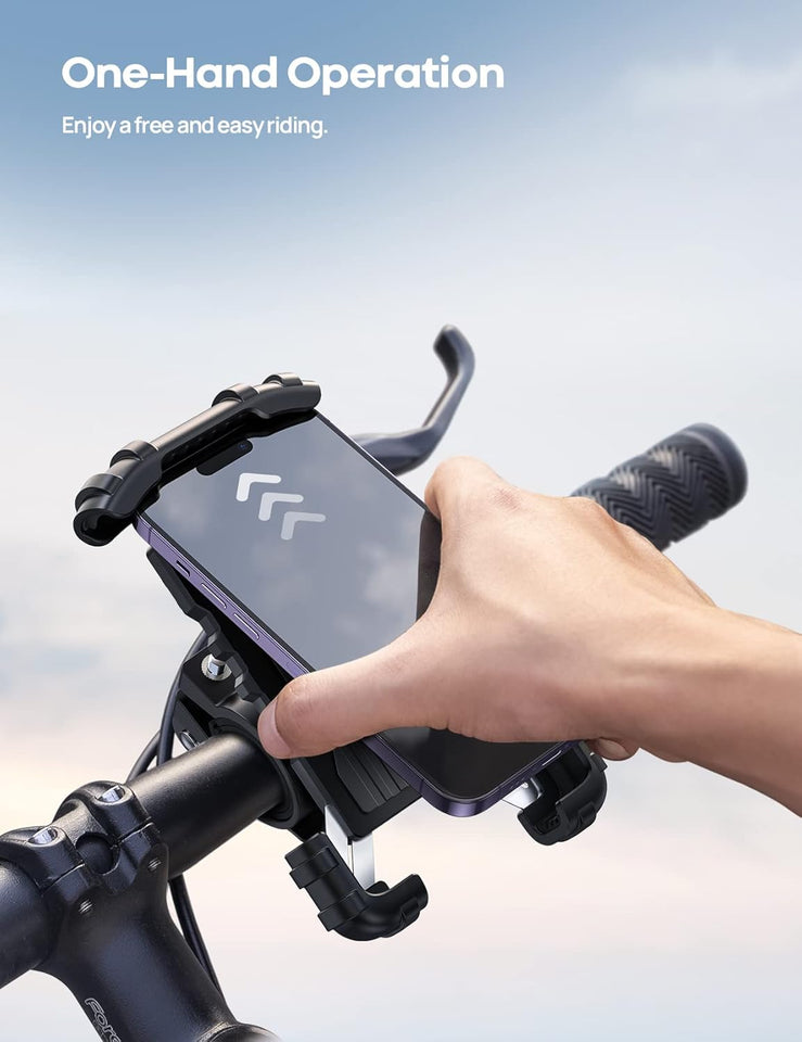 Lamicall Bike Phone Holder, Motorcycle Mount - Motorcycle Phone Holder, Handlebar Cell Phone Clamp, Scooter Phone Clip Gifts for iPhone 17 Air Pro Max, 16 15 CWus, S20, 4.7 to 6.8" Smartphones