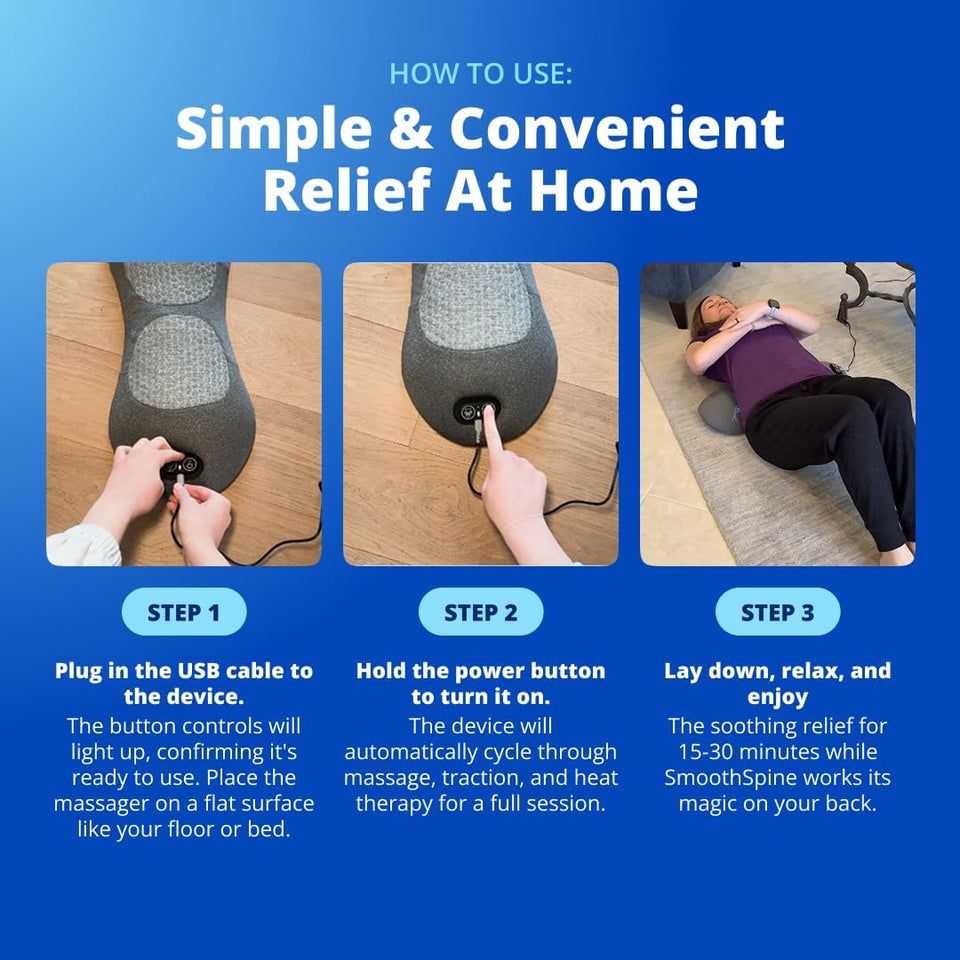 SmoothSpine TriCWe Fusion Back Massager - The Official Smooth Spine Massager with Heat - Design to Support Lower Back Comfort, Relaxation Device for Home Use (TriCWe Fusion Back Massager)