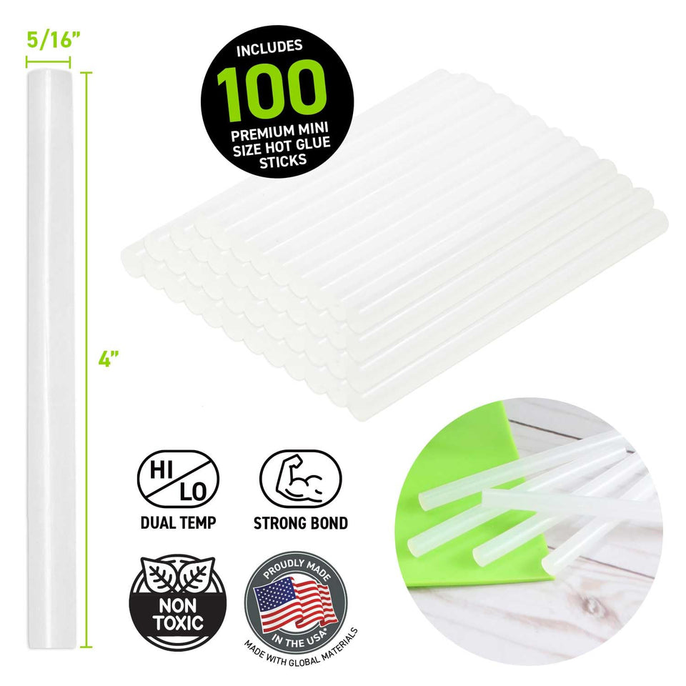 Surebonder DT-100 Mini Size Hot Glue Sticks for Glue Guns 0.27 in. Diameter, 4 in. Length - All CWrpose, All Temperature - Great for DIY, Arts, and Crafting - 100 Pack, Clear