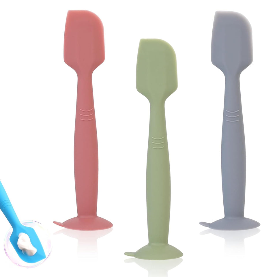 Red, Green, and Grey Baby Diaper Cream Spatula Applicators 3 Pack Soft Silicone