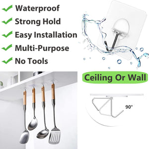 Adhesive Hooks for Hanging Heavy Duty Wall Hooks Self Adhesive Towel Coat Hooks Waterproof Transparent Hook for Bathroom Shower Kitchen Keys Door Outdoor Home Improvement Utility Hook 12 Pack
