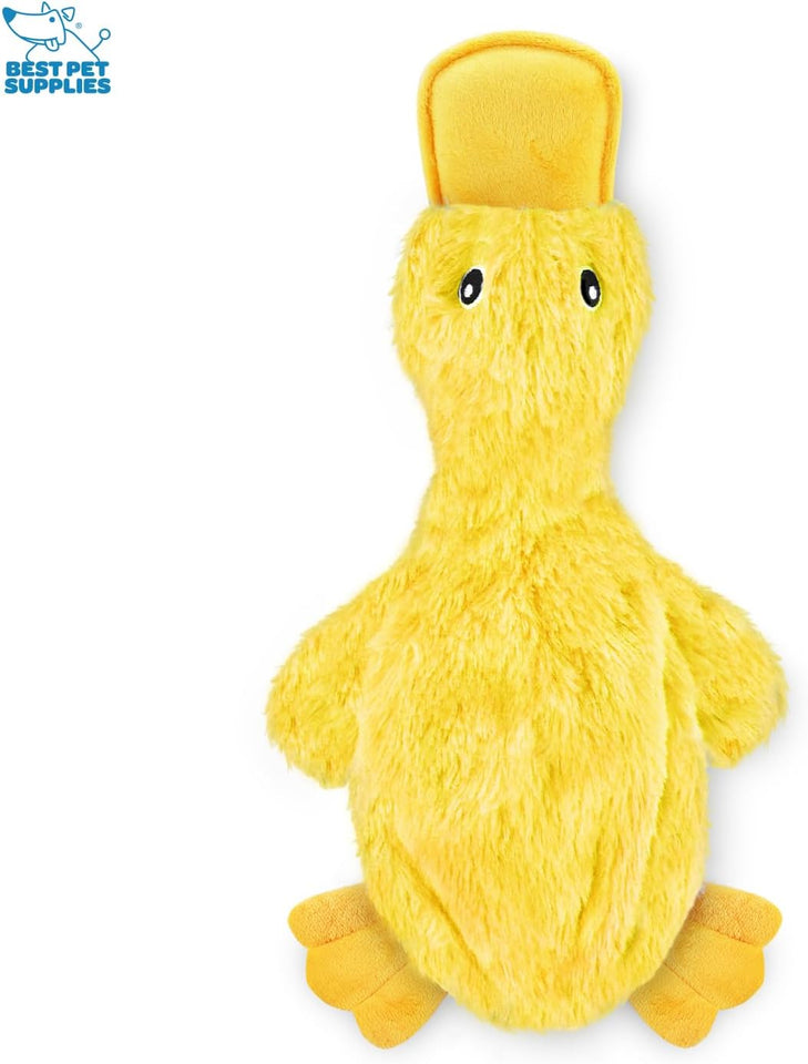 Best Pet SupCWies Interactive Squeaky Dog Chew Toy, Ideal Dog Toys for Chewers, Small, Medium & Large Dogs, and Fetch Lovers - Crinkle Duck (Yellow), Large