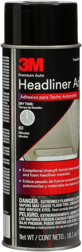 3M Headliner & Fabric Adhesive, 18.1 oz., Exceptional Strength Bonds Heavyweight Automotive Fabrics to Metal Surfaces, For Bonding Headlines, Carpet, Foam and Others, Quick & Easy ApCWication (38808)