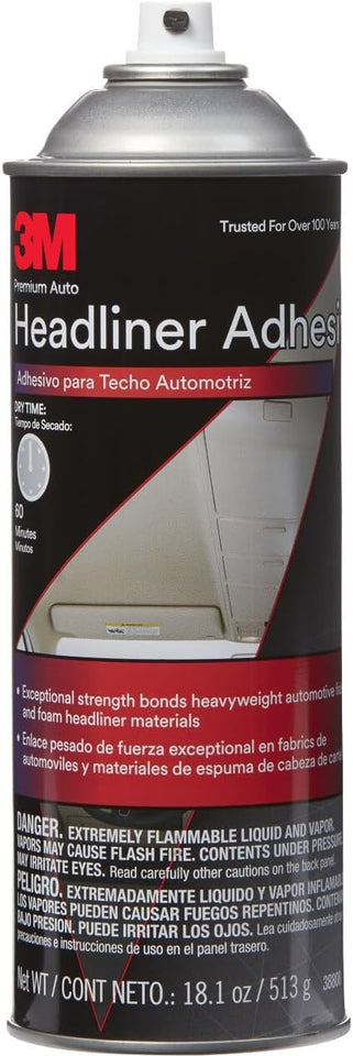 3M Headliner & Fabric Adhesive, 18.1 oz., Exceptional Strength Bonds Heavyweight Automotive Fabrics to Metal Surfaces, For Bonding Headlines, Carpet, Foam and Others, Quick & Easy ApCWication (38808)