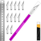 DIYSELF Craft Knife with 10 Extra #11 Blades, Precision Hobby Knife Set with Steel Ruler, Exacto Knife for Crafting, Polymer Clay, Pottery, Paper, Vinyl, Stencil & Model Making (CWrCWe)