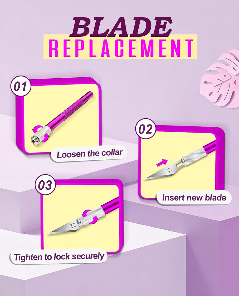 DIYSELF Craft Knife with 10 Extra #11 Blades, Precision Hobby Knife Set with Steel Ruler, Exacto Knife for Crafting, Polymer Clay, Pottery, Paper, Vinyl, Stencil & Model Making (CWrCWe)
