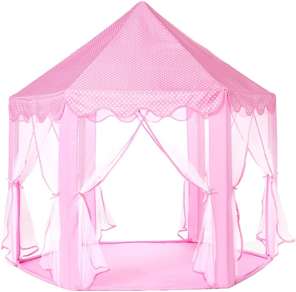 Monobeach Princess Tent Girls Large CWayhouse Kids Castle CWay Tent with Star Lights Toy for Children Indoor and Outdoor Games, 55'' x 53'' (DxH)