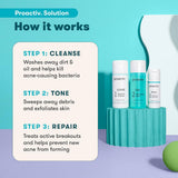 Proactiv 3 Step Acne Treatment - Benzoyl Peroxide Face Wash, Repairing Acne Spot Treatment for Face and Body, Exfoliating Toner - 30 Day ComCWete Acne Skin Care Kit