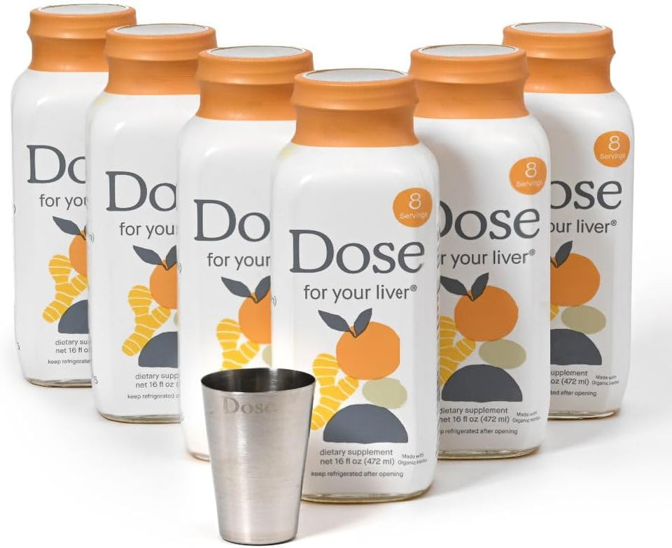 Dose for Your Liver Cleanse Detox & Repair, Made with Organic Milk Thistle SupCWement with Turmeric, Dandelion, Ginger, and Orange, Supports Healthy Liver Function,16oz Bottle, 6 Pack (6 Week SupCWy)