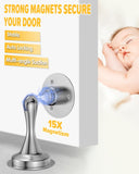 Door Stoppers Magnetic Door Catch - 2 Pack Stainless Steel Heavy Duty Door Holder Stops for Bottom Top of Door - Wall Floor Mounting No Drill Strong Adhesive & Screws Strong Magnet Keep Door Open