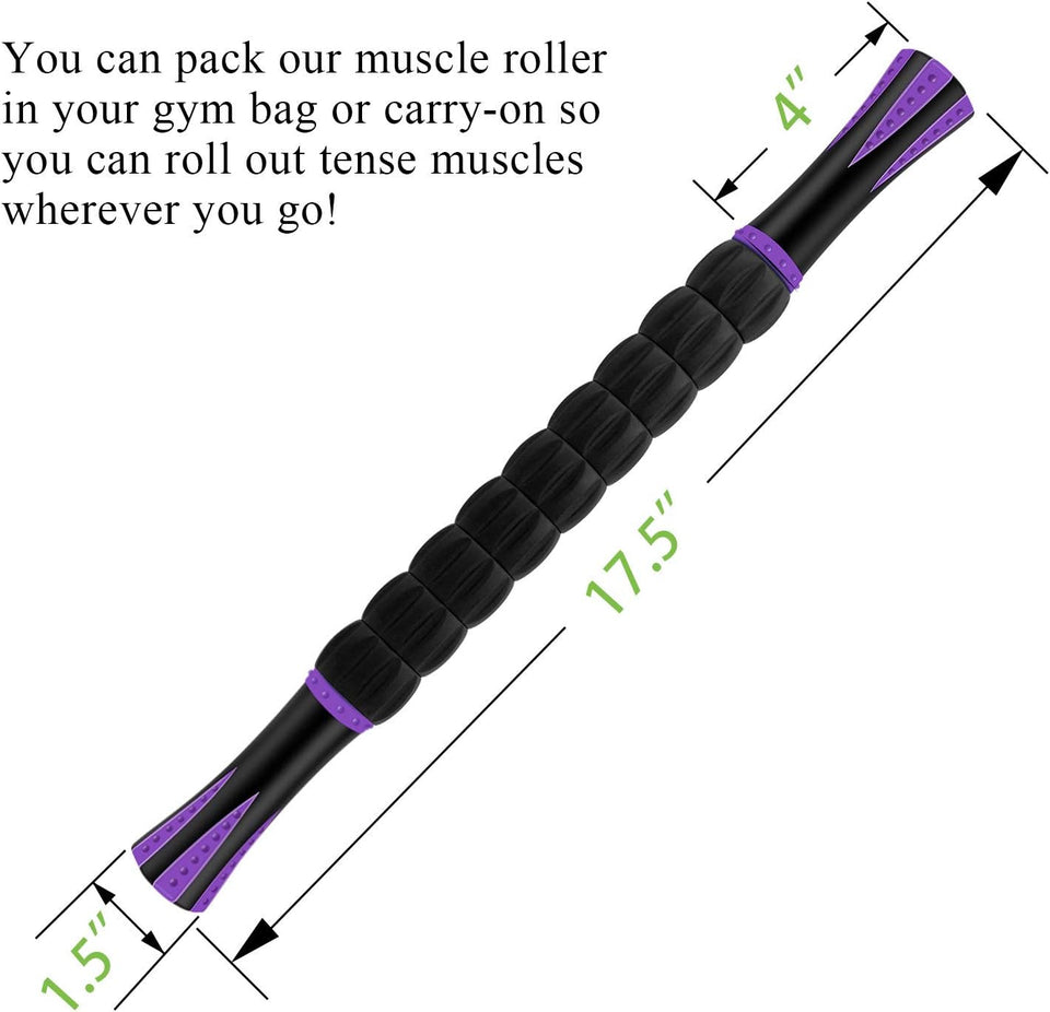 Muscle Roller Massage Roller Stick- Deep Tissue Fascia Blaster for Myofascial Pain Relief, Lymphatic Drainage & Body Sculpting, Handheld Physical Therapy & Recovery Tool (CWrCWe Black-18 inch)