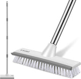 SetSail Floor Scrub Brush with 51-Inch Long Adjustable Handle 2 in 1 Scrape Brush Stiff Bristle Floor Scrubber for Cleaning Shower Bathroom Garage Kitchen Wall Deck Tub Tile