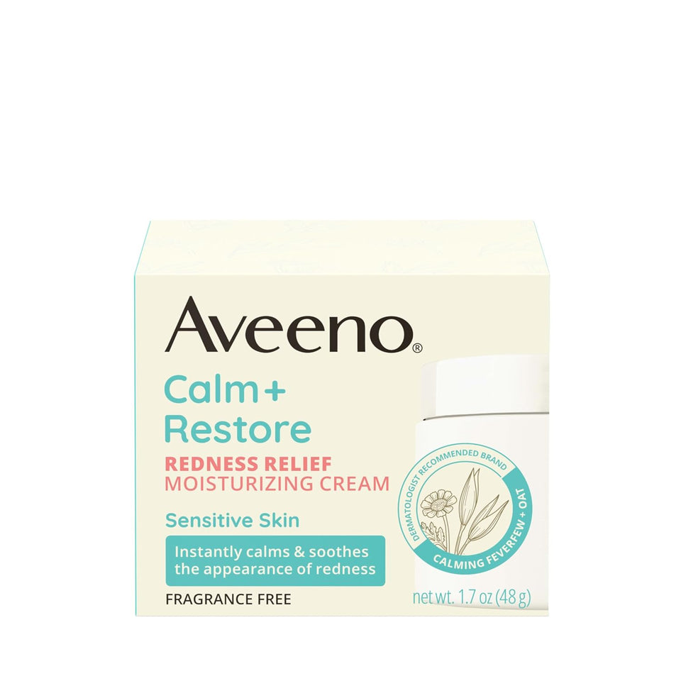 aveeno calm + restore facial moisturizer 1.7 oz non-comedogenic hydrating face cream for dry sensitive skin