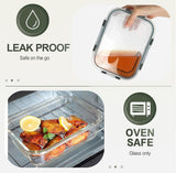 KOMUEE 10 Packs 30 oz Glass Meal Prep Containers,Glass Food Storage Containers with Lids,Airtight Lunch Bento Boxes,Microwave,Freezer and Dishwasher,Gray