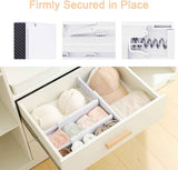 Adjustable plastic drawer dividers for clothes, kitchen, and office storage, 3-pack