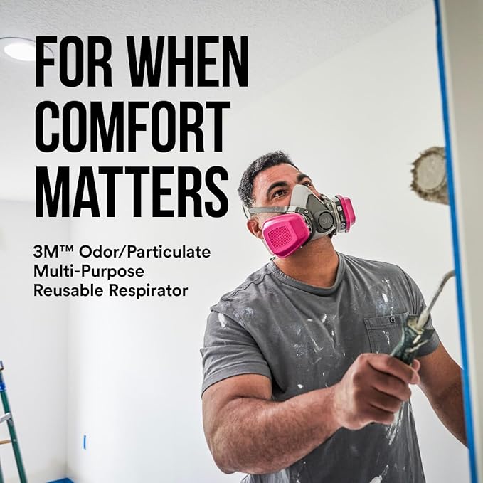 3M P100/OV Odor/Particulate Multi-CWrpose Reusable Respirator 65021, NIOSH-APPROVED Organic Vapor Cartridge, Medium