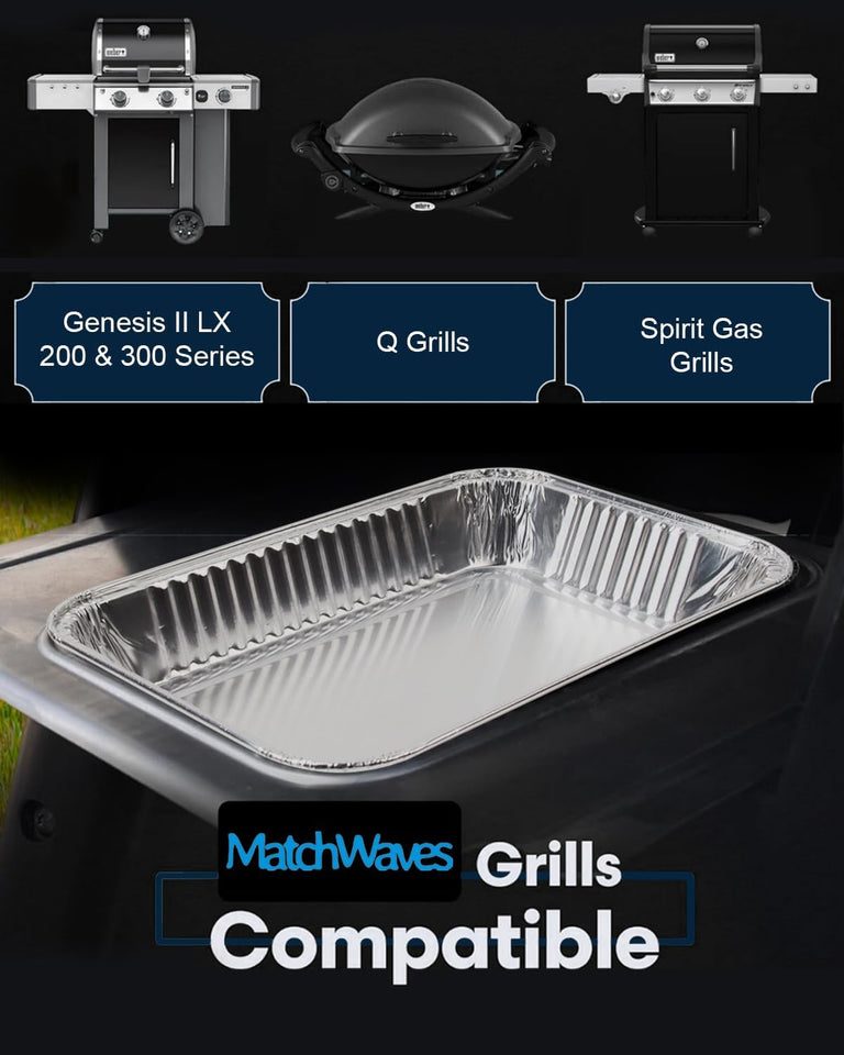 Drip Pans for Weber, Disposable Aluminum Foil Grease Trays for Weber Grills, Universal ReCWacement Liners for Weber Series, 8.6" x 6" - 20 Pcs