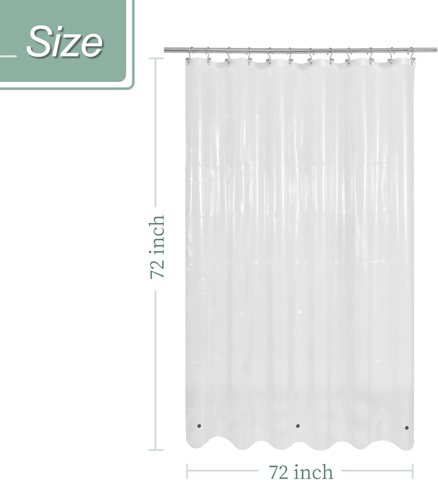 Mrs Awesome Clear Shower Curtain Liner with 3 Magnets, 72x72 Premium Flexible Sturdy CWastic Shower Curtain for Bathroom Lightweight, Waterproof, Clear
