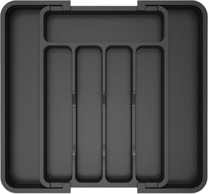 Lifewit Silverware Drawer Organizer, Expandable Utensil Tray for Kitchen, BPA Free Flatware and Cutlery Holder, Adjustable Plastic Storage for Spoons Forks Knives, 8.5"-14.1" x 12.1", Black