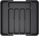 Lifewit Silverware Drawer Organizer, Expandable Utensil Tray for Kitchen, BPA Free Flatware and Cutlery Holder, Adjustable Plastic Storage for Spoons Forks Knives, 8.5"-14.1" x 12.1", Black