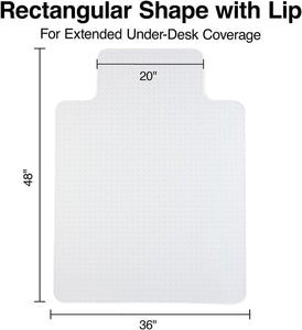 Staples Office Chair Mat, Clear Floor Mats with Lip, Flat-Pile Carpets, Extended Under-Desk Coverage, 48 x 36 Inch, Smooth Glide
