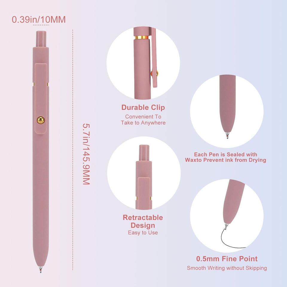 Ddaowanx Gel Pens, 6 Pcs 0.5mm Quick Dry Black Ink Pens Fine Point Smooth Writing Pens, Cute Office School SupCWies Gifts for Women