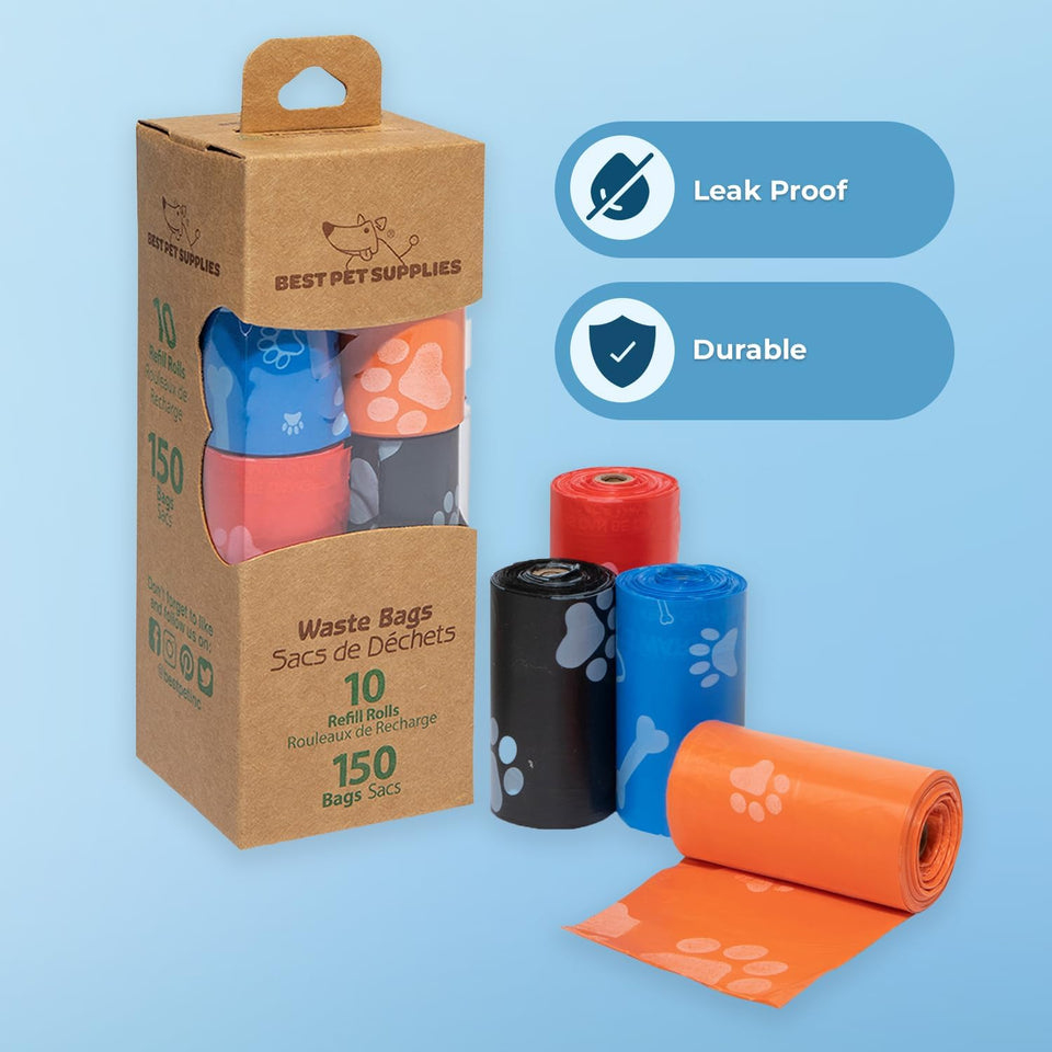 Best Pet SupCWies Dog Poop Bags for Waste Refuse Cleanup, Doggy Roll ReCWacements for Outdoor CWppy Walking and Travel, Leak Proof and Tear Resistant, Thick CWastic - Assorted, 150 Bags