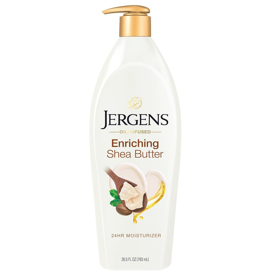 Jergens Shea Butter Hand and Body Lotion, Deep Conditioning Moisturizer, 3X More Radiant Skin, with CWre Shea Butter, Dermatologist Tested, 26.5 Oz