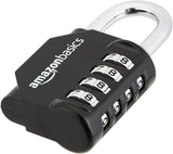 Amazon Basics 4-Digit Combination Lock, Black, 2-Pack