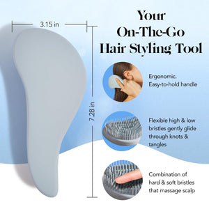 Kitsch Detangler Brush – Gentle Curly Hair Brush with Flexible Bristles for All Hair Types - Wet or Dry | Detangling Hair Brushes for Women & Men, Hairbrush for Adults & Kids - Haze Blue