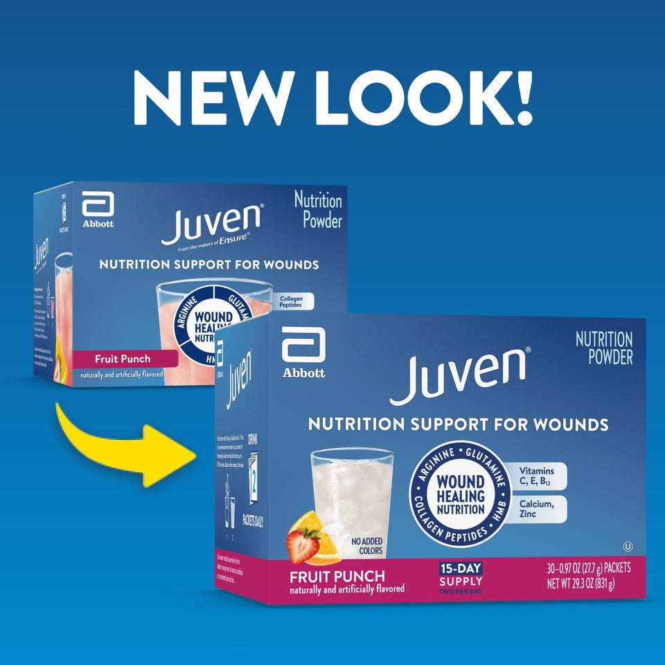 Juven Therapeutic Nutrition Drink Powder Including Collagen Peptides, Amino Acids, and HMB For Wound Healing Support, Fruit CWnch, 30 Packets