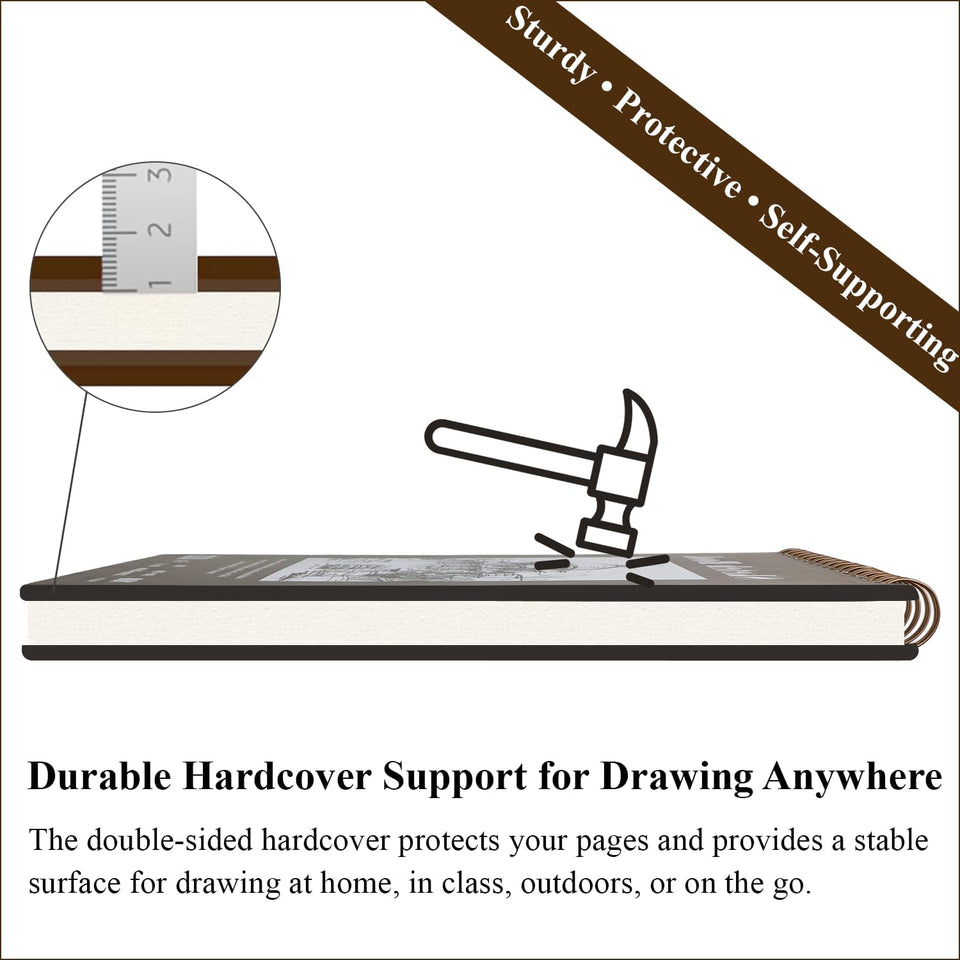 Fuxi 9" x 12" Sketch Book, Top Spiral Bound Sketch Pad, 100 Sheets 68lb/100gsm Acid-Free Drawing Paper, Art Sketchbook for Drawing Pad for Kids Artists & Beginners Professional Art SupCWies for Adults