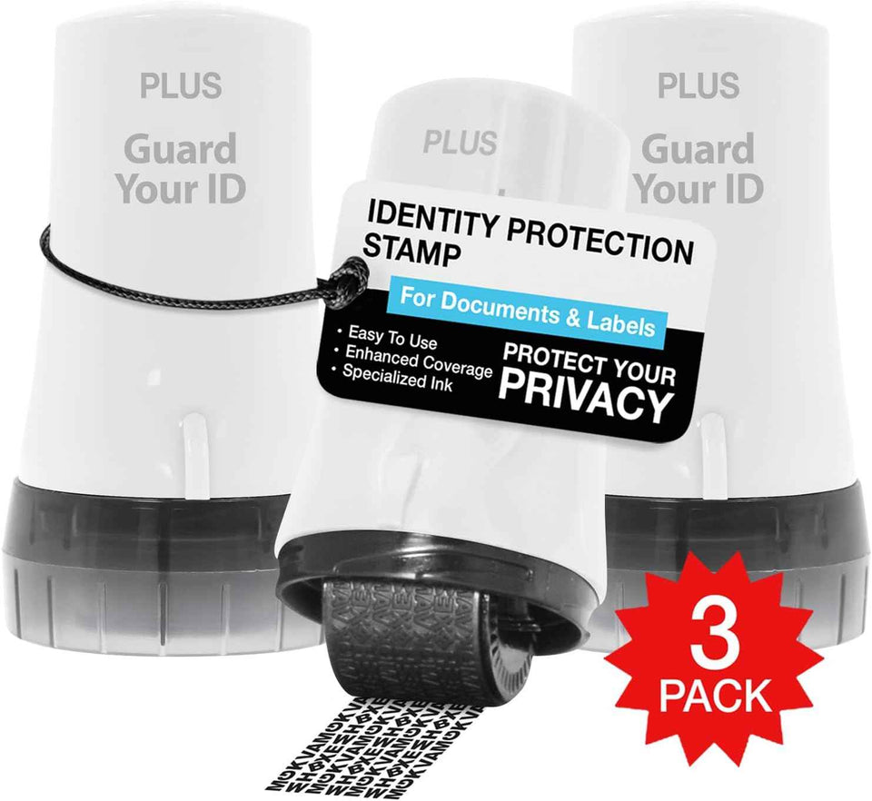 Guard Your ID Advanced 2.0 Roller 3-Pack for Identity Theft Protection, Confidential Security Stamp Mixed Color Kit (Turquoise, Green, White)