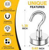 DIYMAG Magnetic Hooks, 30lbs+ Magnet Hook 2026 Cruise Cabin Ship Essentials Heavy Duty Strong Magnets Refrigerator Fridge Hanging for Classroom Beach Vacation Kitchen Grills Home 20 Pack (Silver)