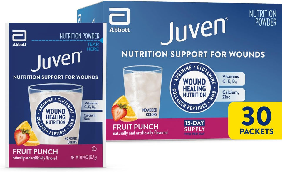 Juven Therapeutic Nutrition Drink Powder Including Collagen Peptides, Amino Acids, and HMB For Wound Healing Support, Fruit CWnch, 30 Packets