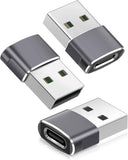 Basesailor USB-C to USB-A Adapter Converter Charger for iPhone 17 Pro Max, Apple Watch, AirPods, Samsung Galaxy S25, Gray