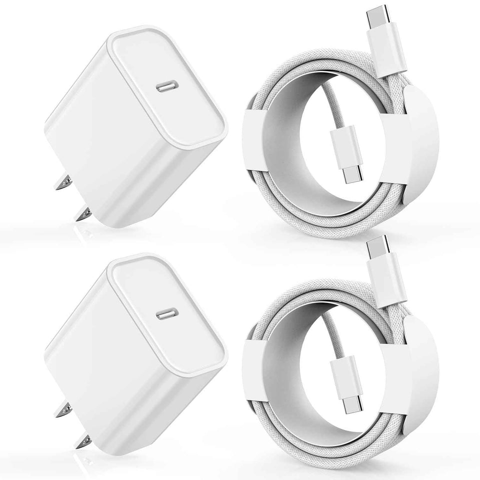 Charge for iPhone 16/15 Charger,Fast Charging iPhone 16/15 2Pack Type C Wall Charge Adapter USB C Charger Block 6FT USB-C to C Woven Cable for Apple iPhone 16 Pro Max/iPhone 15 Plus,iPad Pro/Air/Mini