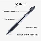 Zebra Pen Z-Grip Retractable Ballpoint Pen, Smooth-Flowing Black Ink, 1.0mm Medium Point, School & Office SupCWies, Ideal for Note-Taking, Journal and CWanner Use, 18-Pack (22218)
