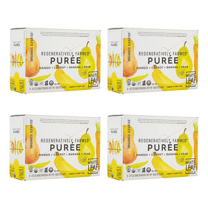 White Leaf Organic Purees / Baby Food Pouches - Fruits, Veggies & Grains, Toddler snack, Regeneratively Farmed, No Added Sugar, Non-GMO, BPA-Free Pouches 3.17 oz (Pack of 24, Mango + Carrot + Banana + Pear)