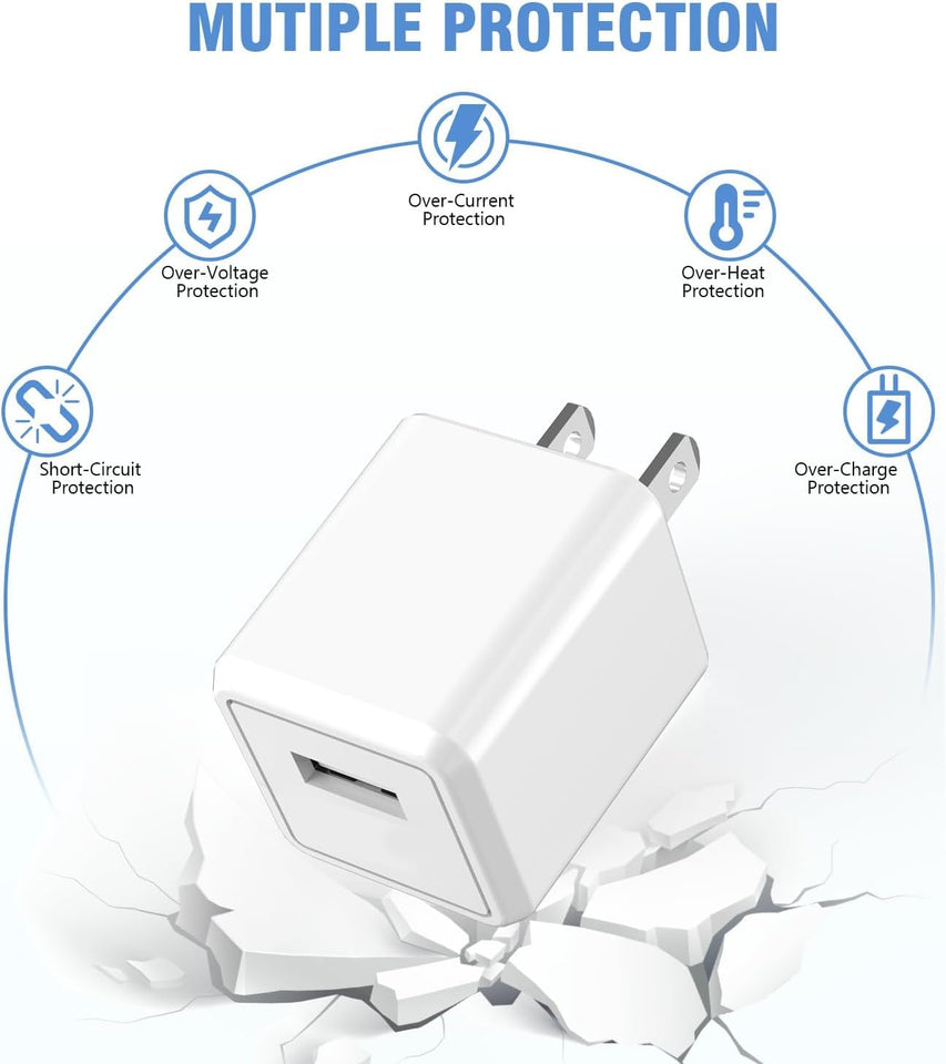 iPhone Charger,2Pack 6FT USB Wall Charger Fast Charging USB Cable Charging Cube Travel Plug Block with 6Foot Fast Cuble Lightning Cable Cord for iPhone 14 13 12 11 Pro Max XS XR X 8 7 SE2022 iPad