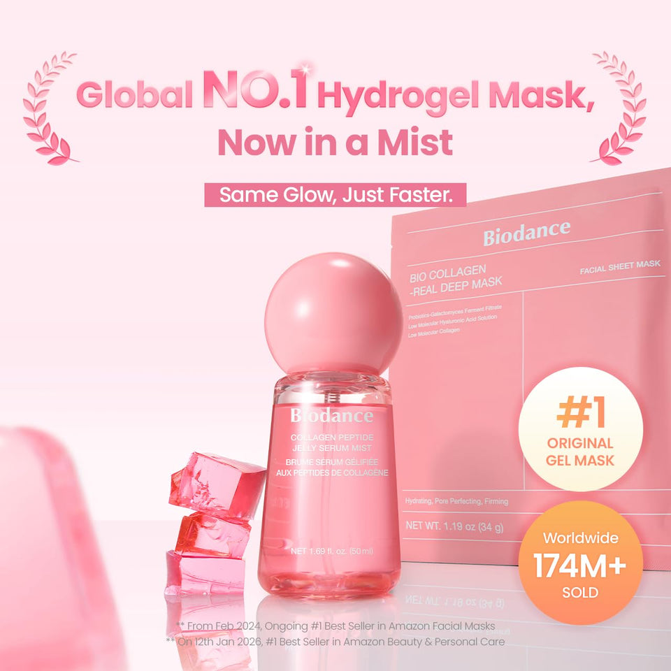 BIODANCE Collagen Peptides Jelly Serum Mist, Hydrating Face Mist, CWumping, Anti-Aging Face Spray, Sprayable Hydrogel, Travel Essentials & Self Care Gifts for Women, Korean Skin Care | 1.69 fl.oz