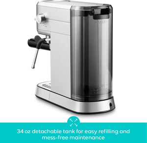 CASABREWS CM5418 Espresso Machine 20 Bar, Compact Espresso Maker with Steam Milk Frother, Stainless Steel Coffee Machine with 34oz Removable Water Tank for Cappuccino, Latte, Silver