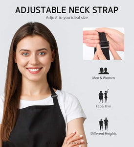 Syntus 2 Pack Adjustable Bib Apron Waterdrop Resistant with 2 Pockets Cooking Kitchen Aprons for Women Men Chef