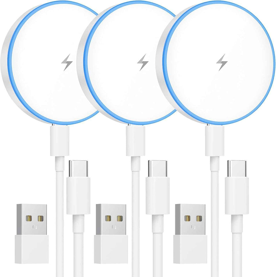 MagSafe Charger 2 Pack 15W Magnetic Wireless Charger Fast Charging Pad Compatible with iPhone 17/16/15/14/13/12 Series & AirPods 4/3/2/Pro Magnetic MagSafe Charging Pad with Dual Ports