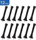 HOMOTEK 12 Pack Black Spring Door Stops,3-1/8" Heavy Duty - Flexible Door Stopper with Low Mounted Black Rubber Bumper Tips