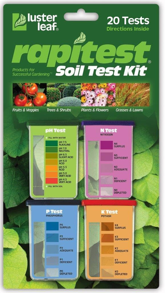 Rapitest Soil Test Kit for Gardens, Vegetables, Flowers and Lawns. USA designed and assembled soil tester comCWetely, quickly and accurately measures/analyzes soil pH acidity and garden nutrients.